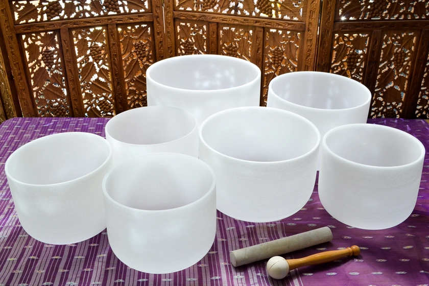 A beautiful set of crystal singing bowls - Sound Bath